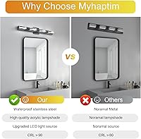 Vista 3 de Moderna lámpara LED de tocador para baño, lámpara de pared moderna de 26 pulgadas, luz blanca natural (negro)