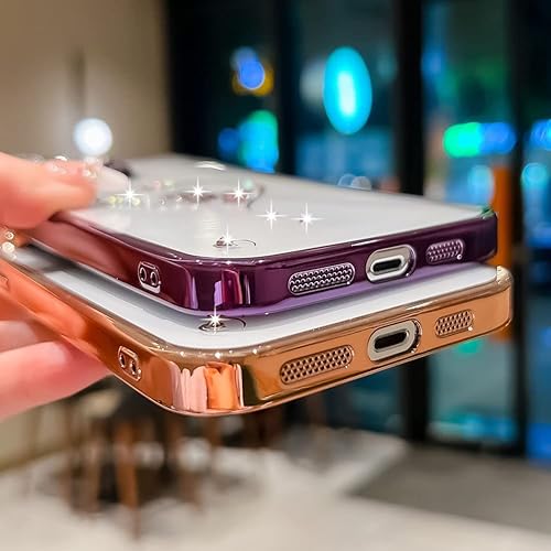 Miniatura 5 de KERZZIL Bling Glitter Heart - Funda compatible con iPhone 14 Pro Max, bonito protector de cámara completo brillante para mujer, diseño de fundas