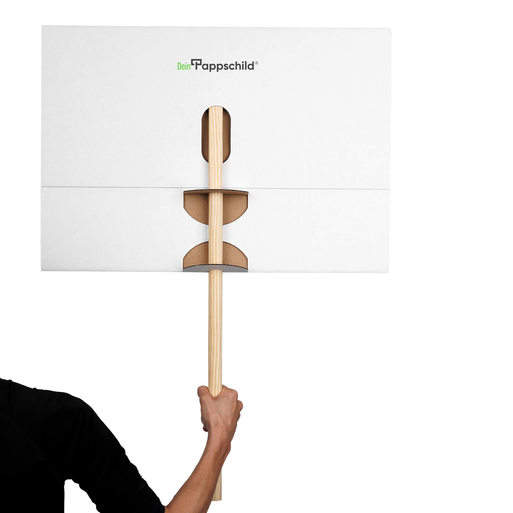Pappschild DIN A2 Blanko – Demoschild für Demonstrationen & Festivals | FSC-zertifiziertes Protestschild mit Halterung | 10 Stk