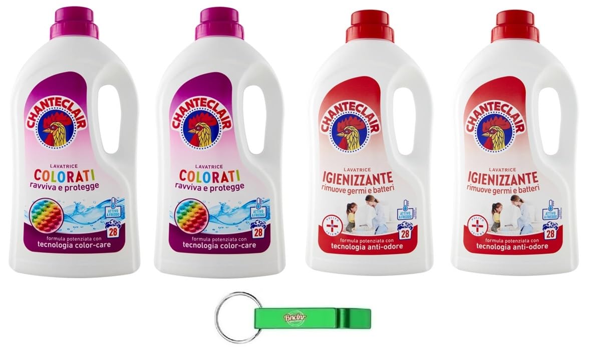 Chanteclair Lavatrice - Pack de prueba Colorati + Higiene - Detergente líquido para la lavadora - Detergente para lavadora - Detergente 28 lavados 1260 ml + llavero Beni Culinari gratuito