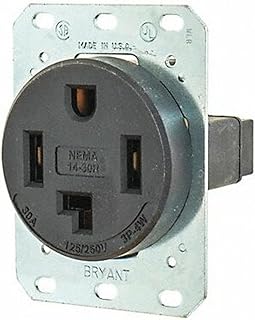 Bryant Electric 9430FR 30 Amp 125/250V NEMA 14-30R 3-Pole 4-Wire Flush Straight Blade Receptacle, Black