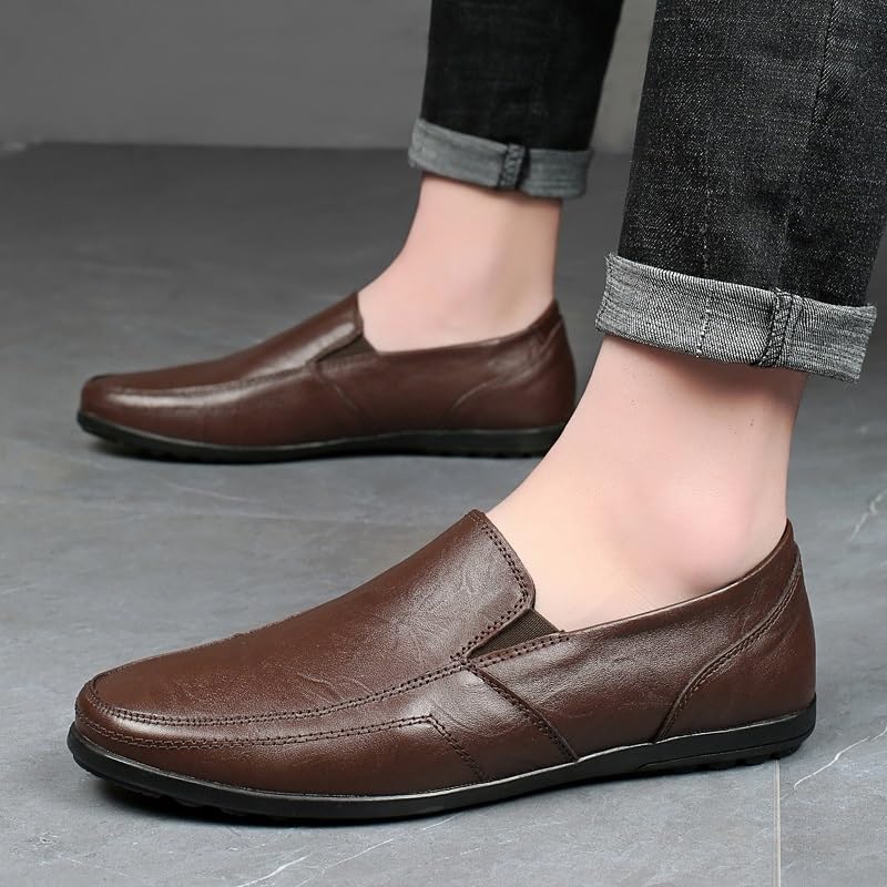 Men's Loafers Round Toe Vegan Leather Solid Color Loafer Shoes Comfortable Flat Heel Anti-Slip Prom Classic Slip-ons3