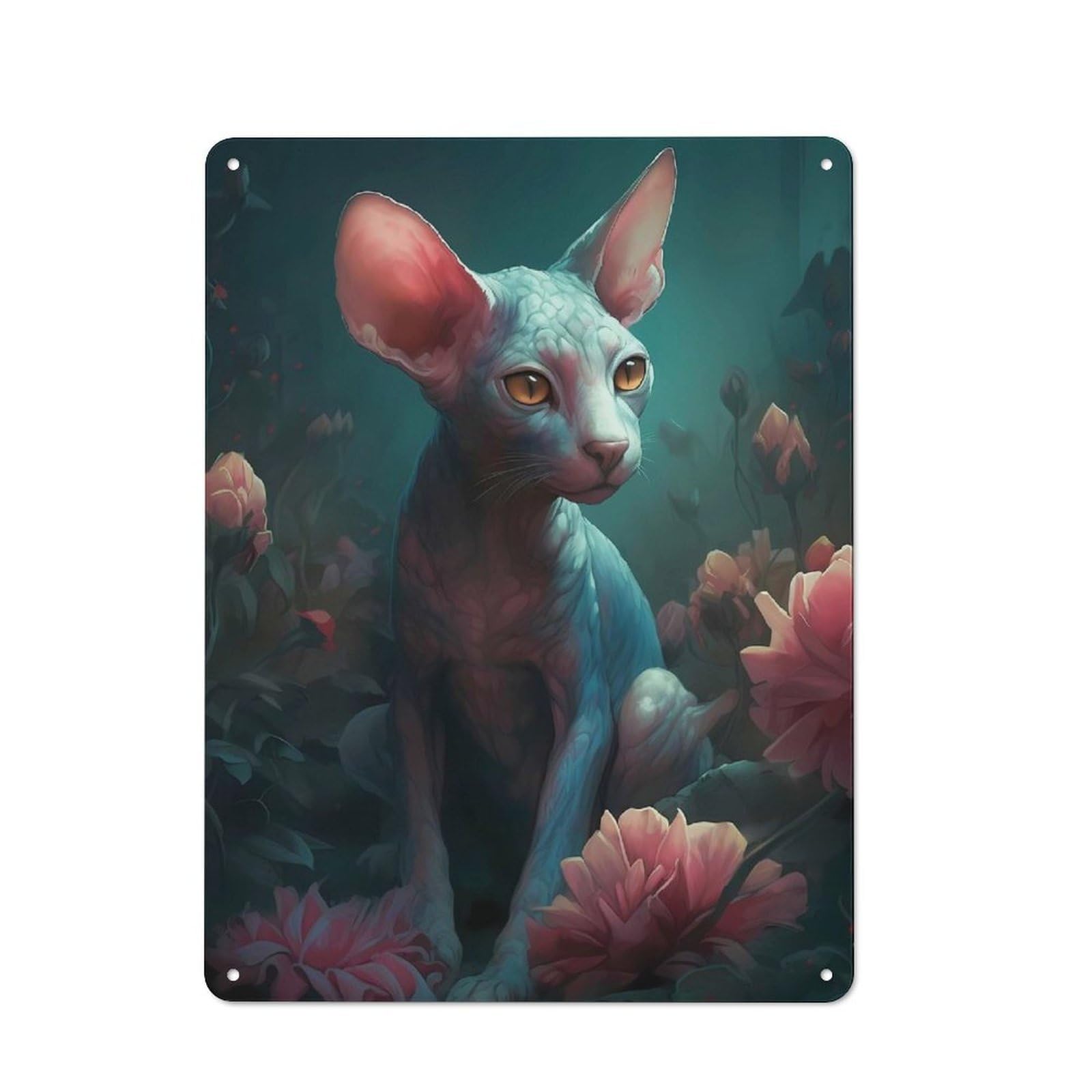 Junmoney Cornish Rex Cat Mythical Tin Wall Plaque 40X30cm With For Dining Room Or Kitchen, For Collectors Decorating Kitchens And Dining Spaces