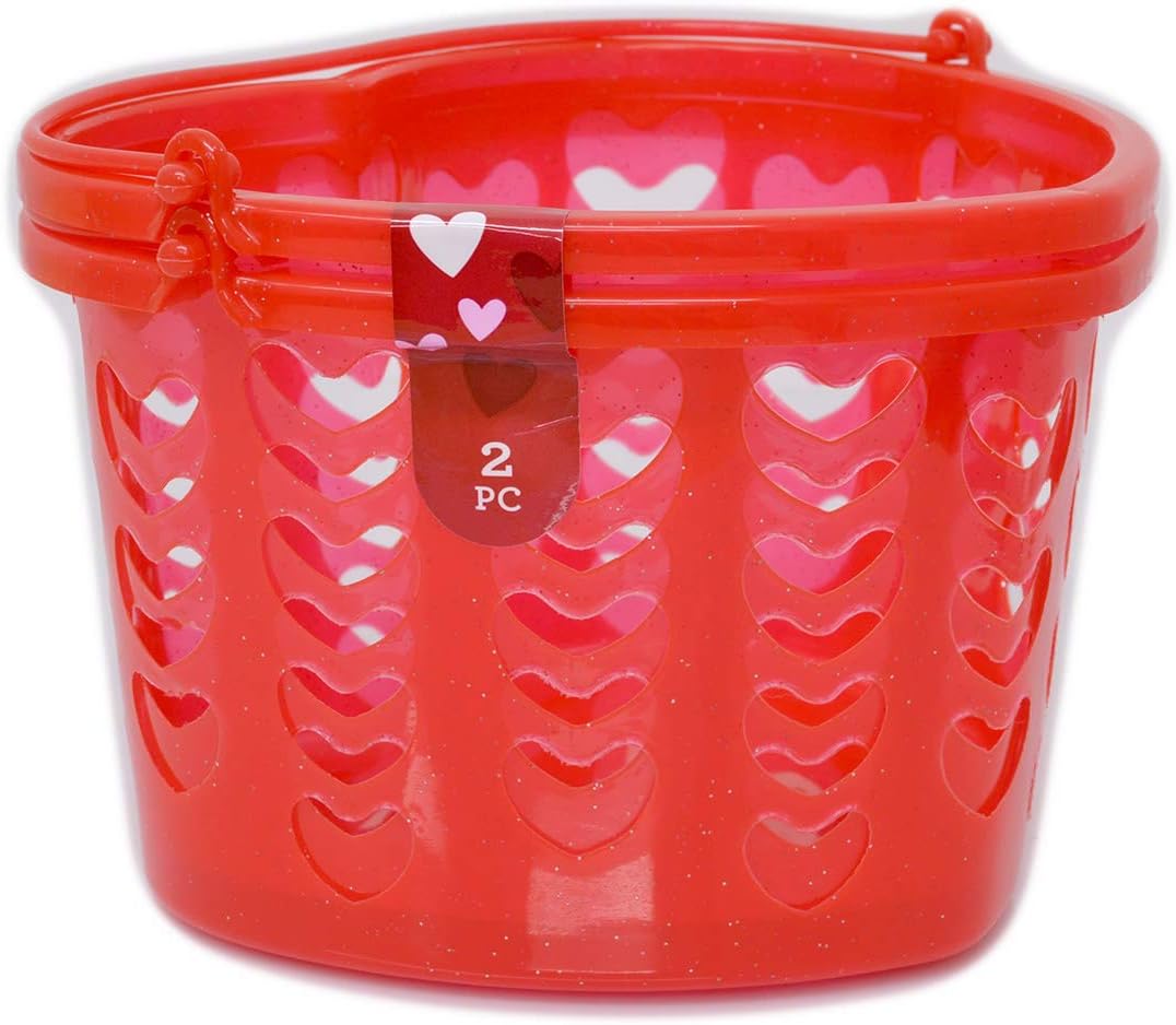 Greenbrier Love Gift Basket with Handle 2pack Red for Valentines Day Or Just Because Heart 5.5"x5"