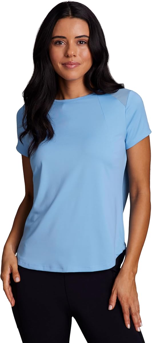 RBX Active Women's Workout Top with Mesh Panels, Breathable Quick Drying Gym Running T-Shirt, with Plus Sizes