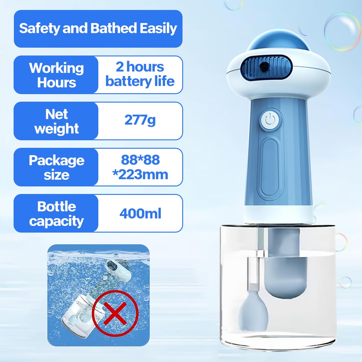 Dispenser di sapone elettrico per animali domestici, macchina automatica per schiumare shampoo, spruzzatore elettrico per cani e gatti, attrezzatura per il lavaggio per il bagno o la doccia di cani e