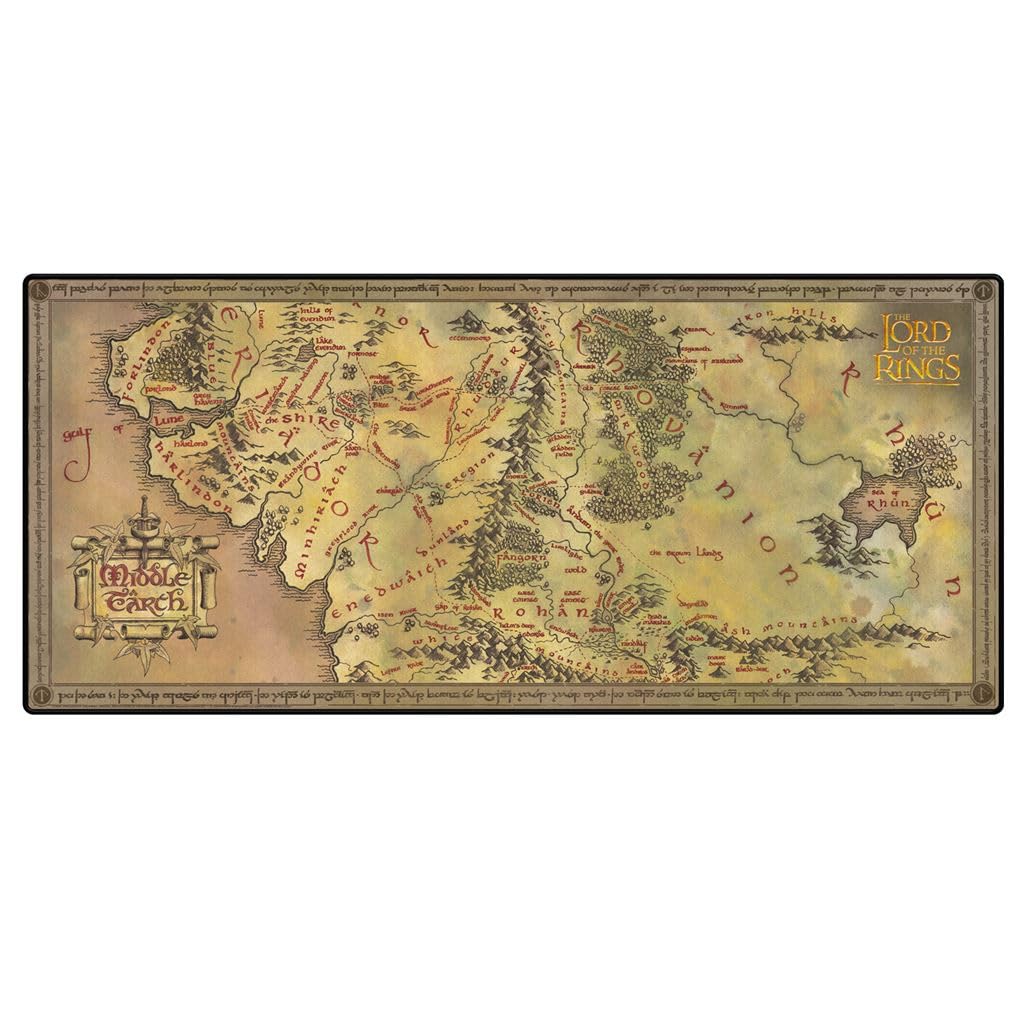 Pyramid International The Lord of the Rings XL Desk Mat – 'Middle-Earth Map' Design for Work or Gaming Setup – 90cm x 40cm – One Size