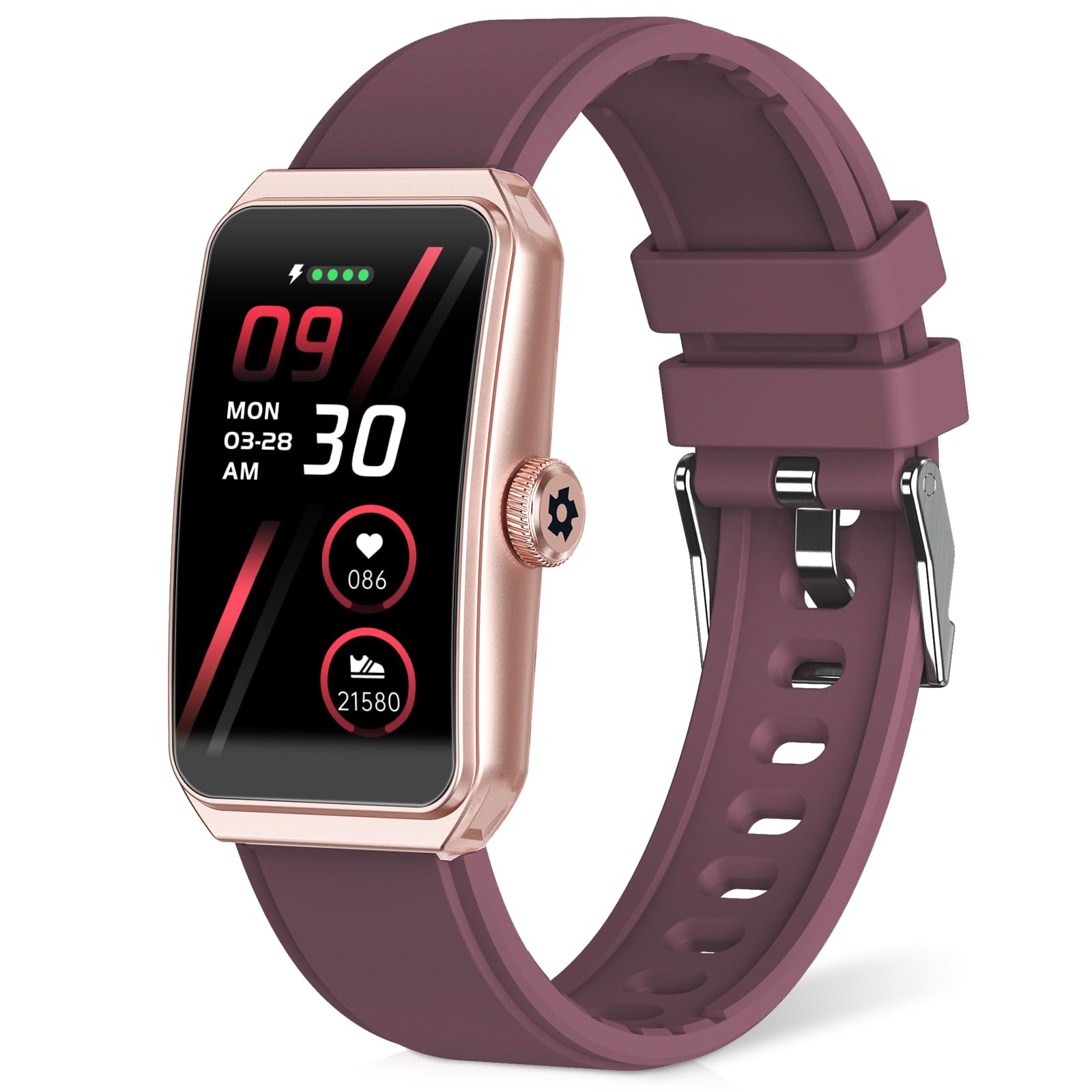 Fitness Tracker with 24/7 Heart Rate, Blood Pressure Blood Oxygen Sleep Monitor,103 Sports Modes Smart Watch IP68 Waterproof Activity Trackers, Step Counter Calories Pedometer for Women Men (Bordeaux)