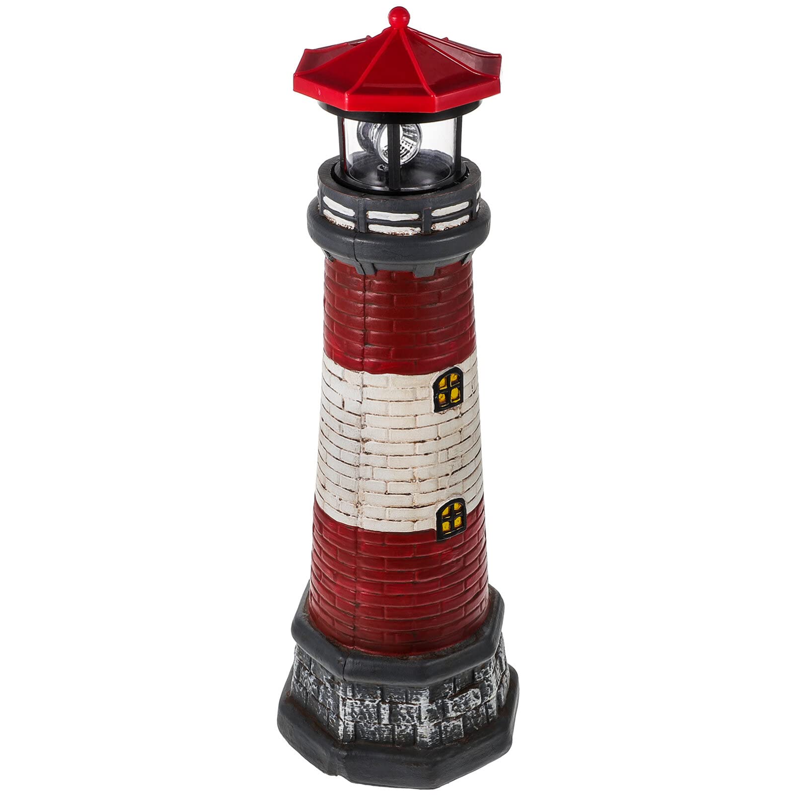 TOVINANNA Solar Lighthouse, Outdoor Resin Lighthouse Lighthouse Solar Light Statue Rotating Lighthouse Adornment LED Lights Lighthouse Figurine Garden Yard Lawn Decor