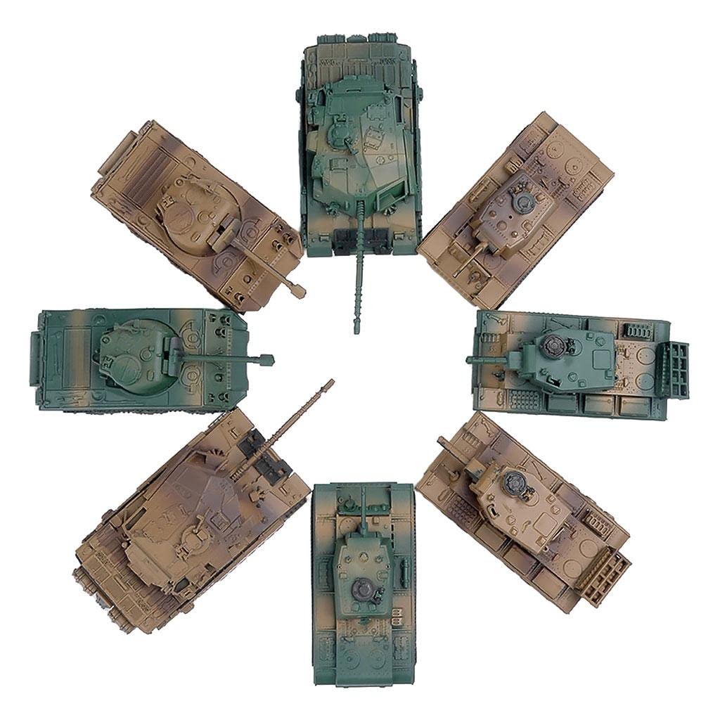 yotijay Set di 8 Kit di Carri Armati in plastica 1:72 da assemblare Collezioni di Puzzle Set da Gioco Modello Fai-da-Te Ornamenti per Carri Armati