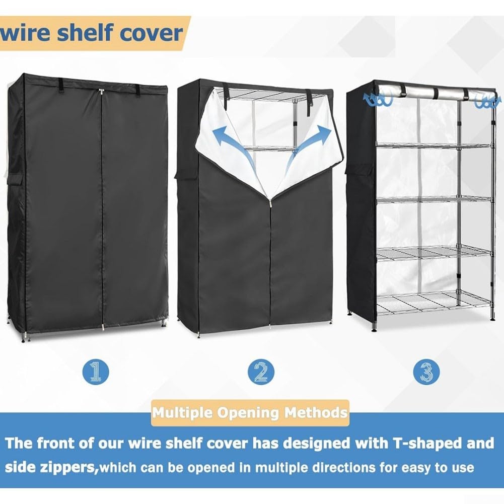 Copertura per scaffale, impermeabile, resistente Oxford 210D, antipolvere, impermeabile, con pannello frontale trasparente e multidirezionale (152,4 x 61 x 180,3 cm)