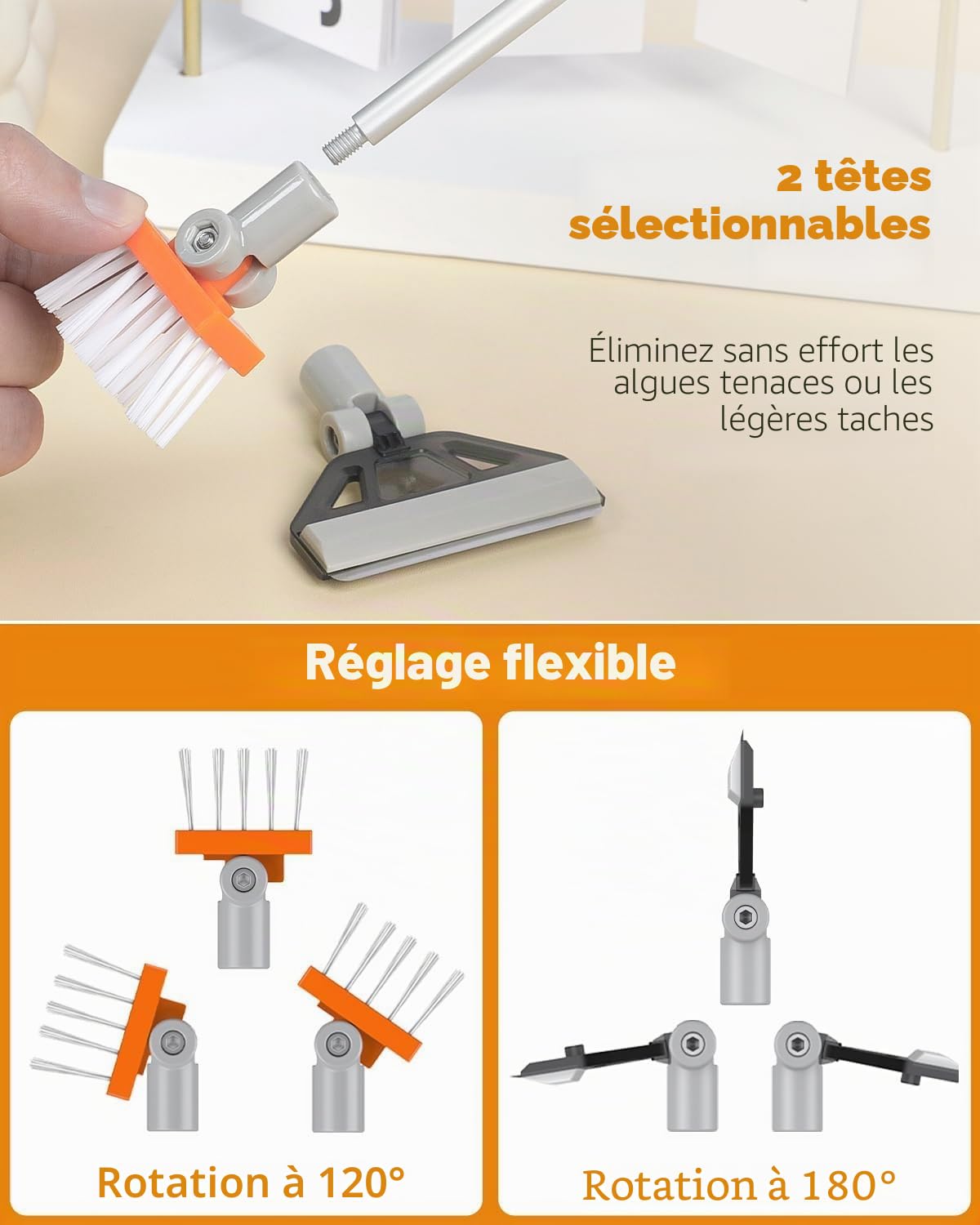 Pawfly Grattoir à Algues pour Aquarium 2 en 1, 66cm Nettoyeur vitre Aquarium avec Brosse & 5 Lames Acier Inoxydable, Outil de Nettoyage pour Aquariums Récifaux, Plantés et Bassins à Poissons