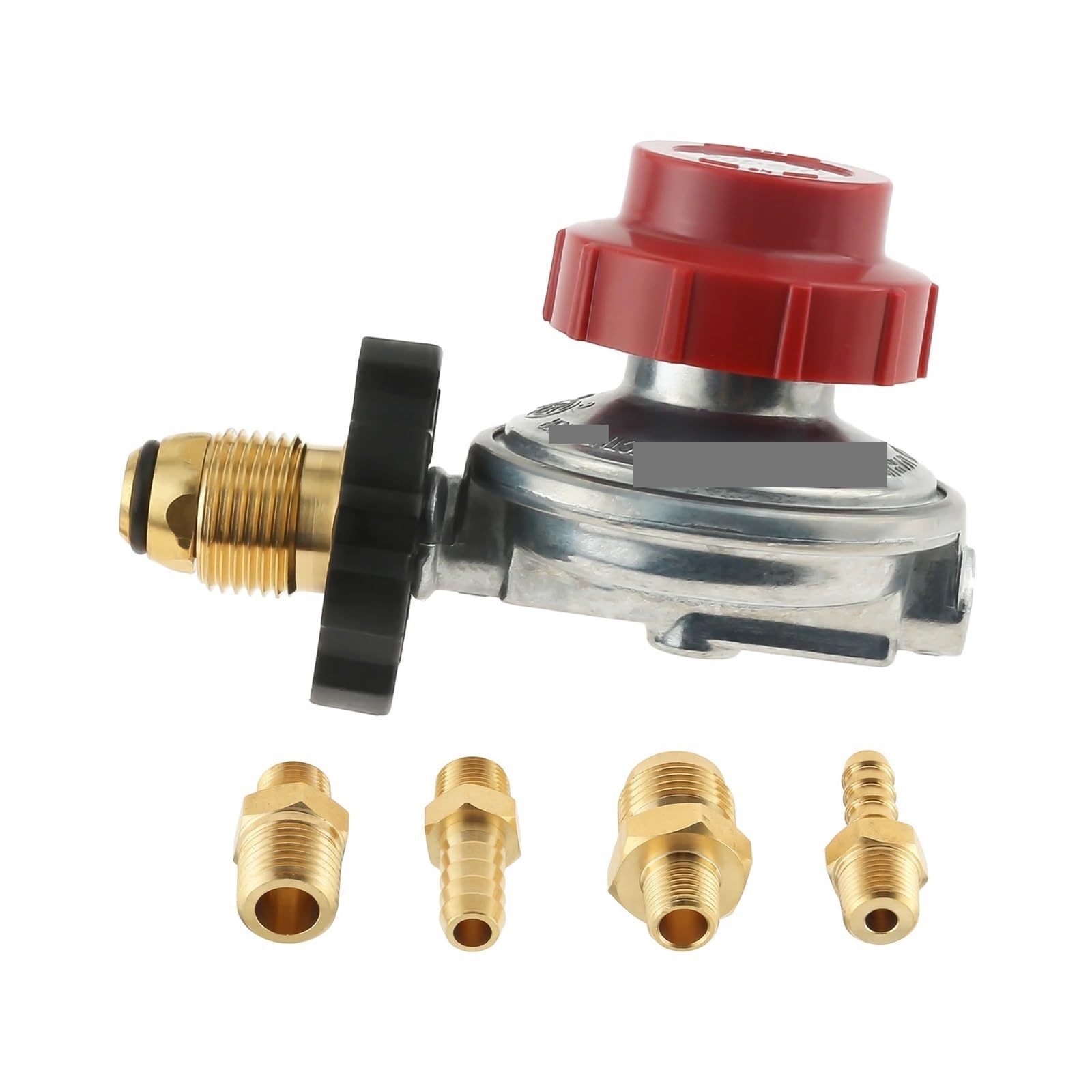 Kit de válvula reguladora propano Ajustable Alta presión for Servicio Tanque Gas LP, Conector Manguera 5/16" y 1/4"