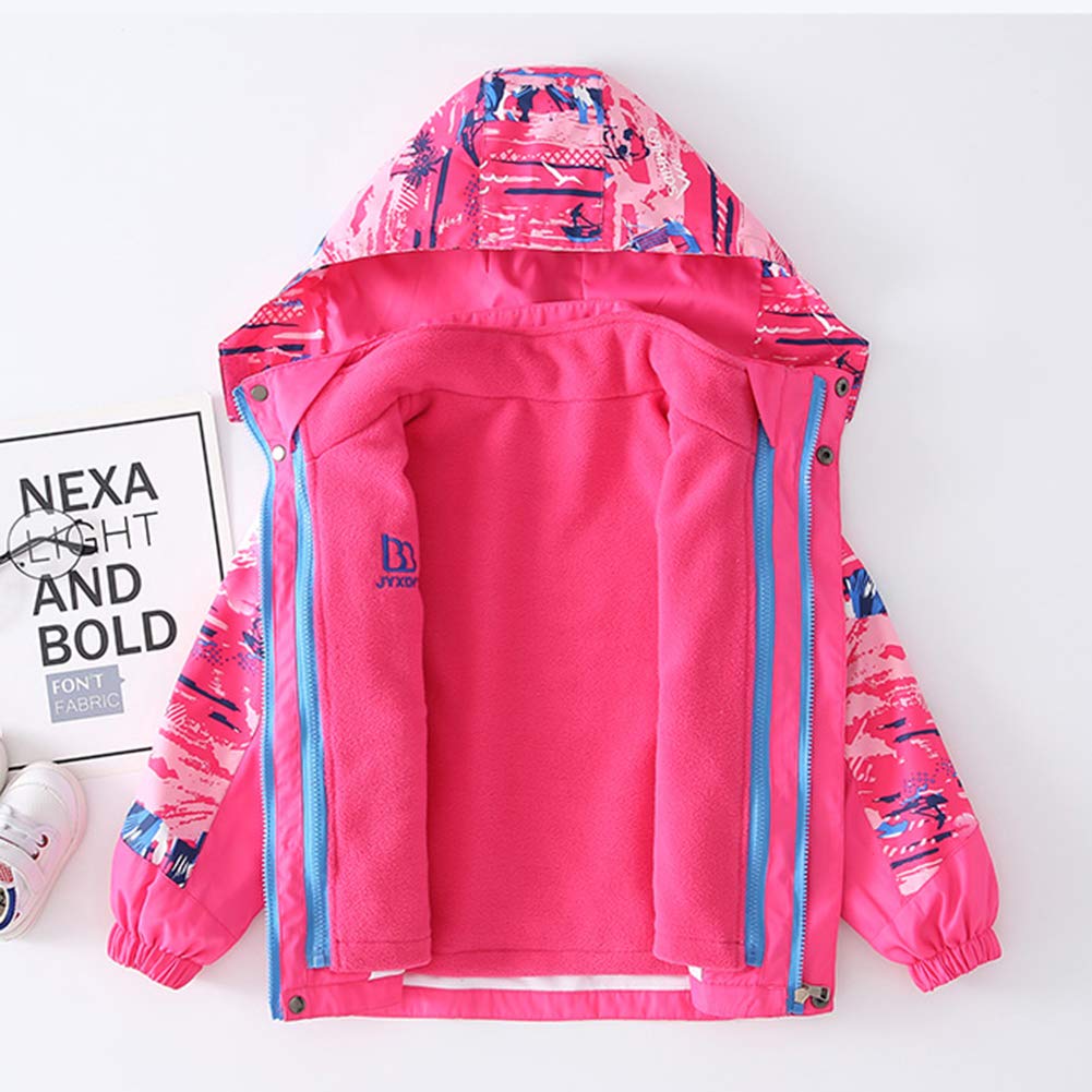 3-in-1 Kinder Mädchen Jacke Outdoorjacke Übergangsjacke Windjacke mit Innere Fleecejacke