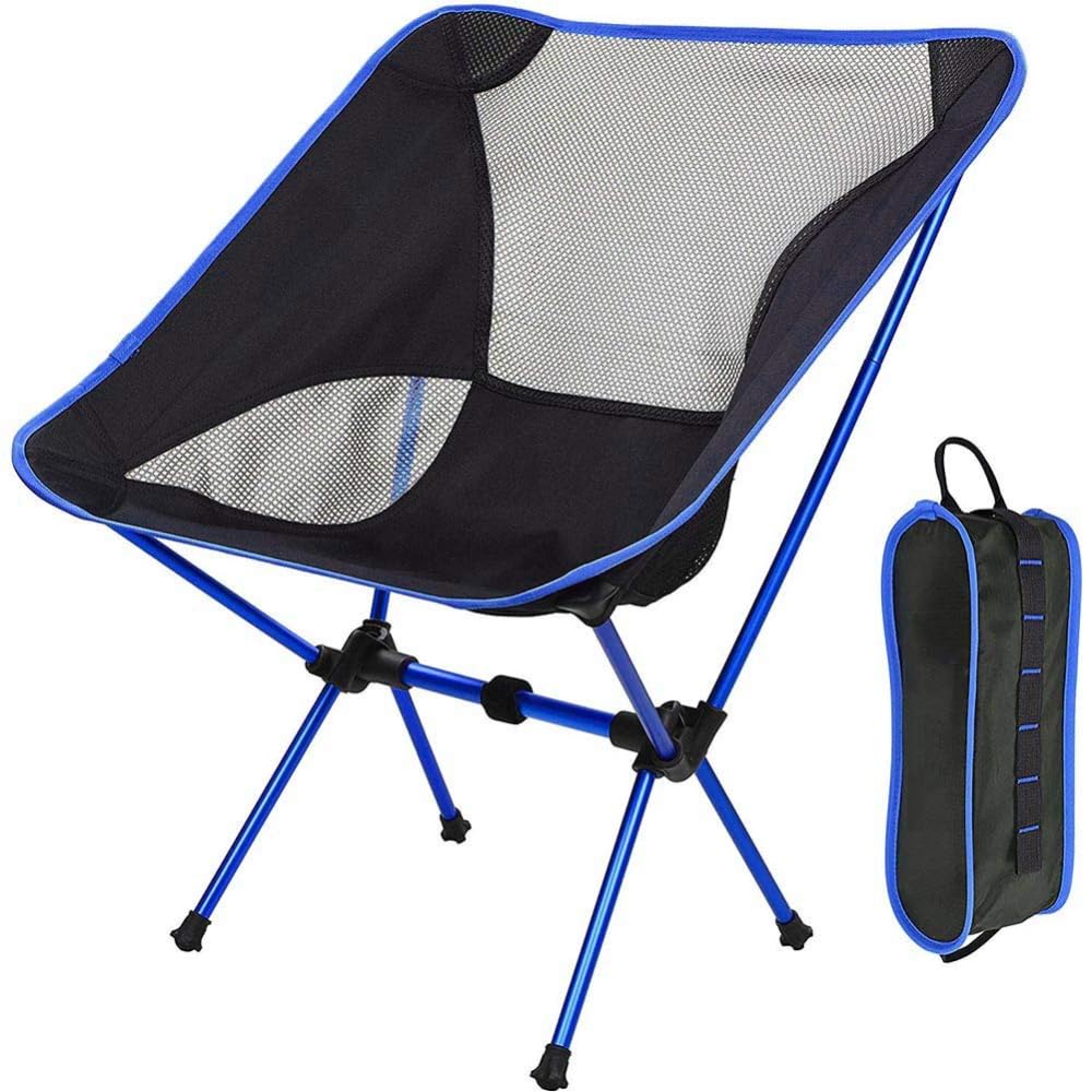 AMERTEER Portable Camping Chairs Folding, Lightweight Foldable Tent Chair With Carry Bag, Compact Outdoor Camping Chair Portable For Hiking, Fishing, Picnic, Travel (Dark blue)