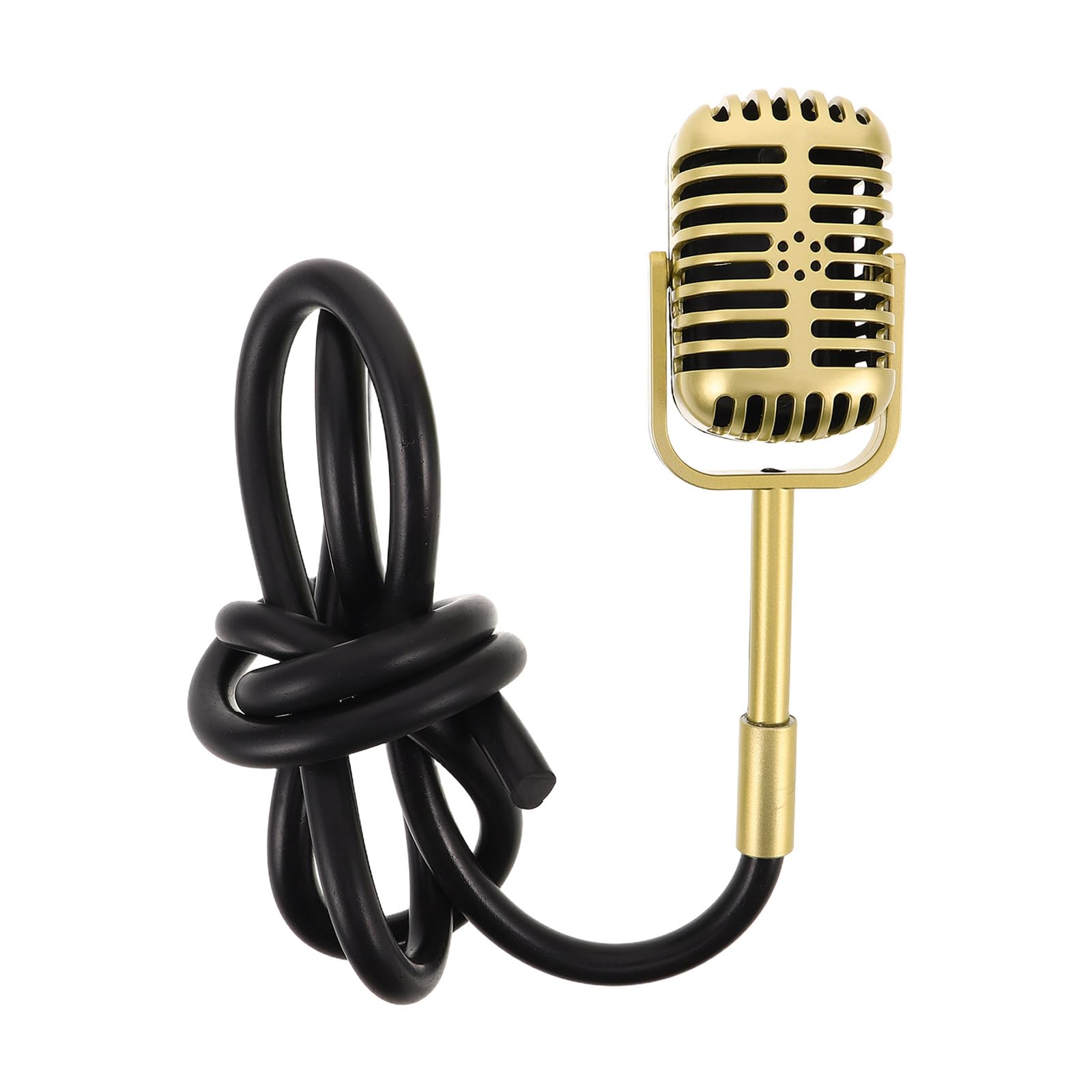 Microphone vintage doré Veemoon en plastique et câbles caoutchouc pour déco