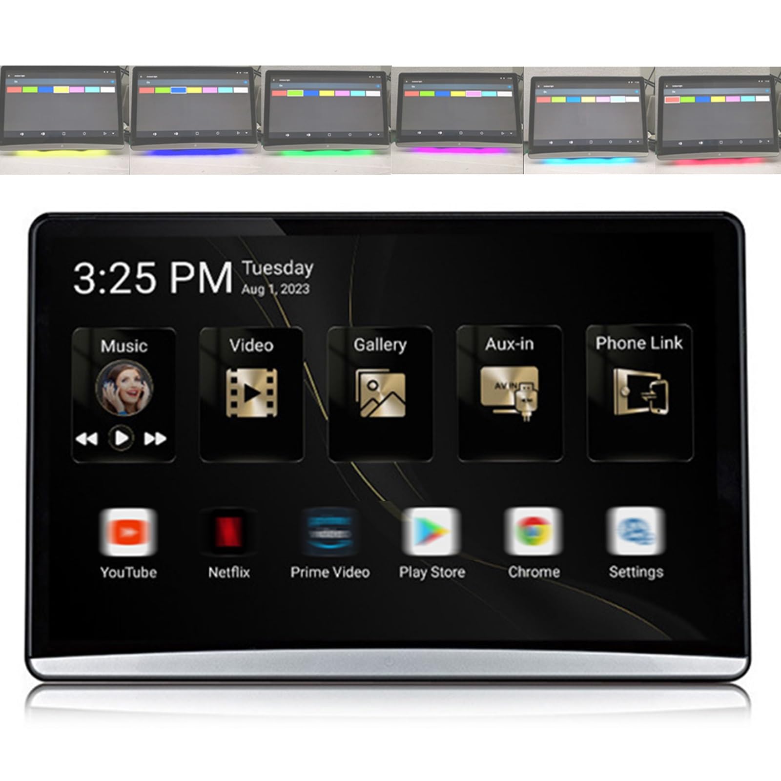 Moniteur D'appuie-tête Voiture, 3+32G/Android 14.0, Mise En Miroir Sans Fil, Écran Tactile IPS 8K Amélioré, Moniteur D'appuie-tête TV Pour Siège Arrière Avec Wi-Fi/Bluetooth/HDMI/USB/TF(14'')