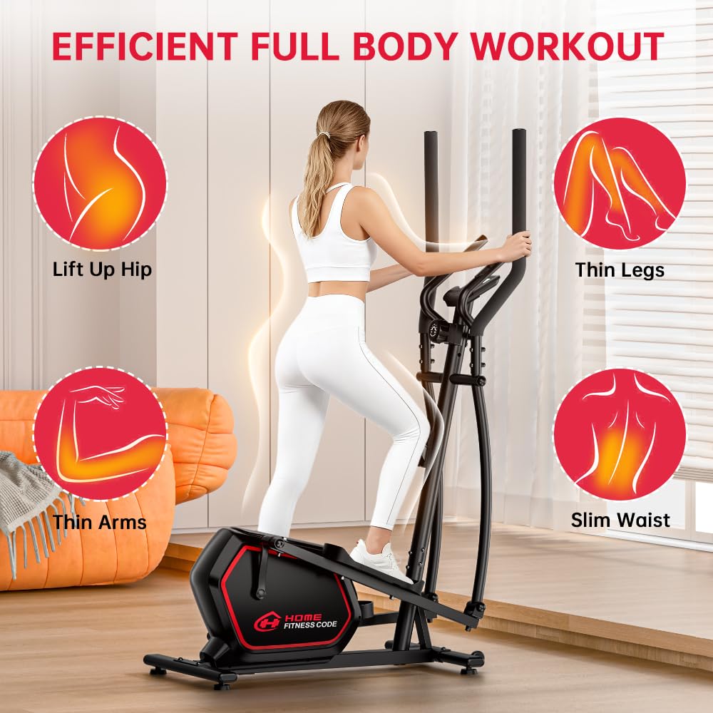 Vélo Elliptique Pliable, Vélo d’Appartement Compact, Cardio-Training à Domicile, 16 Niveaux de Résistance Magnétique, Écran LCD, Capteur de Pouls, Ultra Silencieux 30 DB, Charge 150 Kg