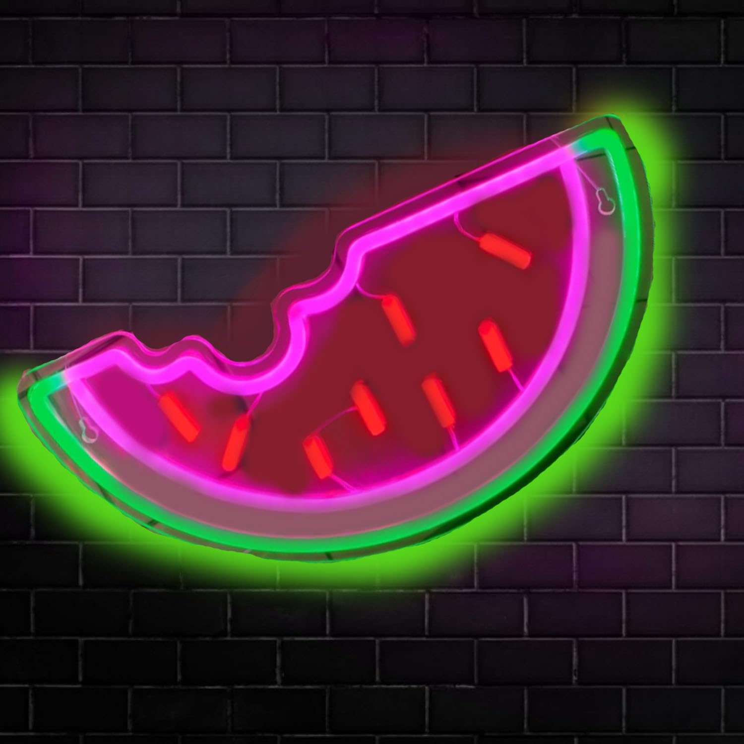 Panneau néon pastèque LED - Applique murale - 35 x 17 cm - Acrylique - Pour fête