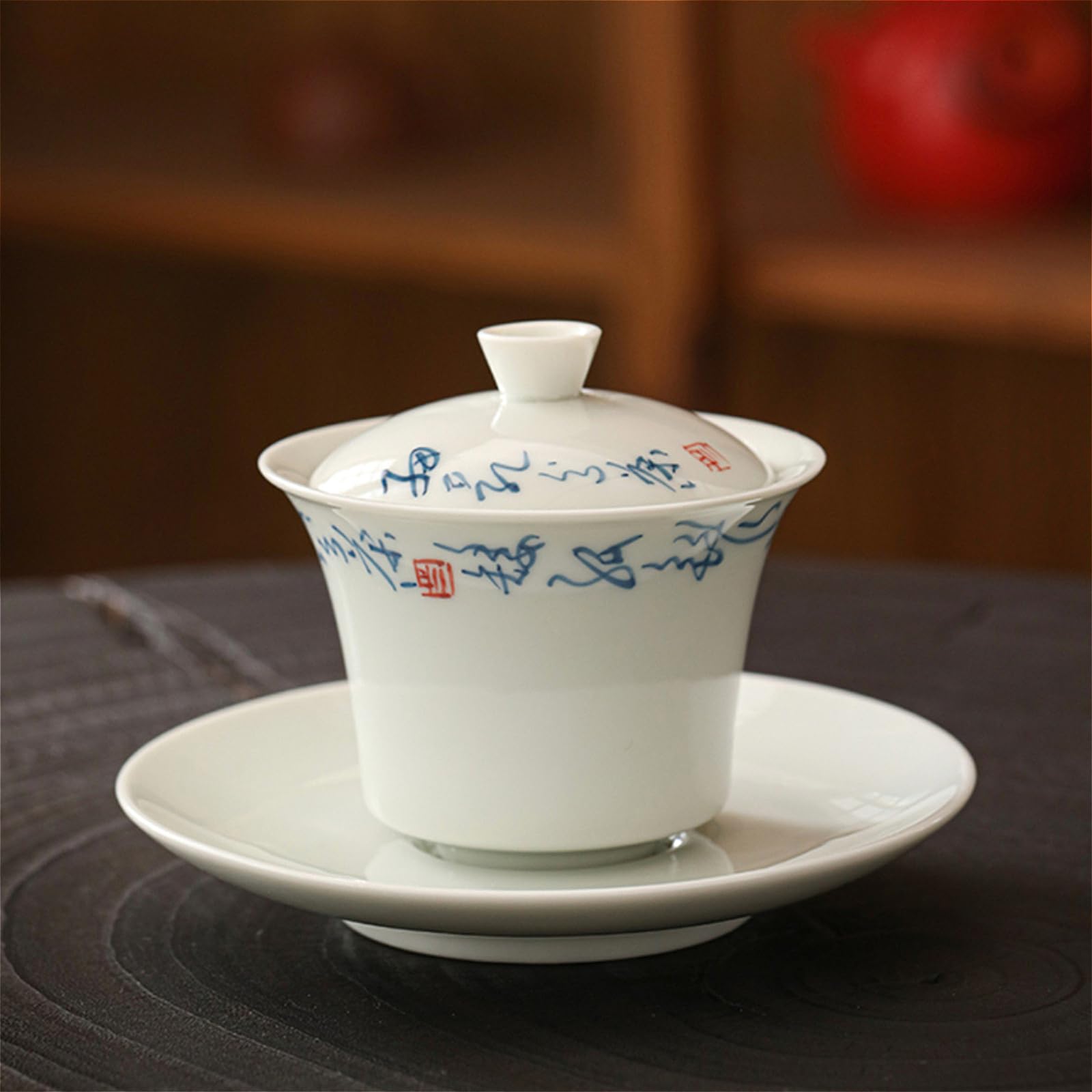 Service à thé Kung Fu Gaiwan fait main en céramique blanc laiteux 150 ml 145 ml