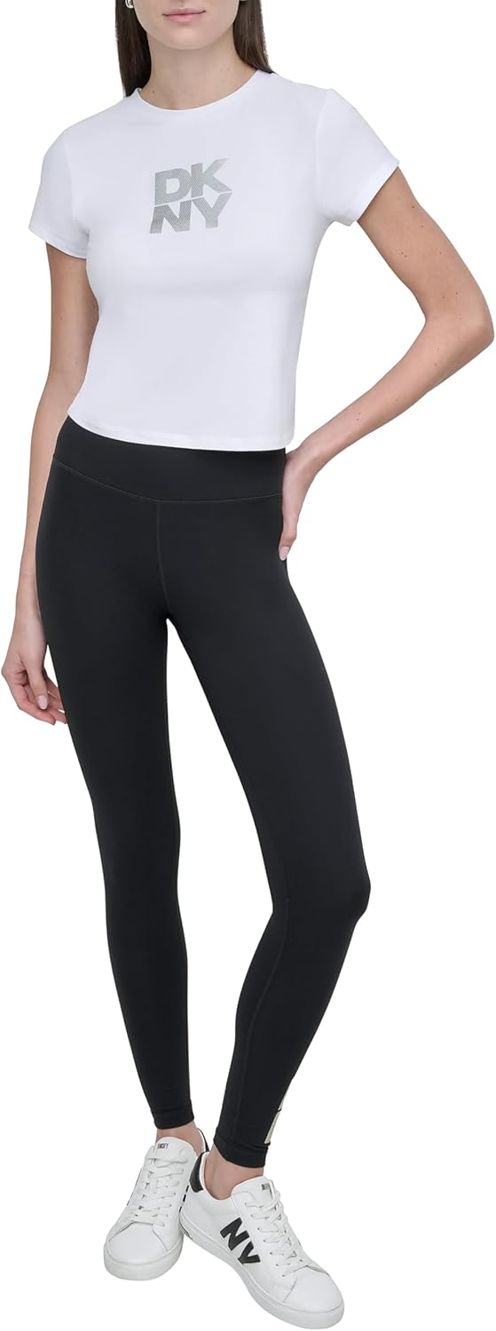 DKNY womens Foil Logo Short Sleeve Baby Tee - Image 2