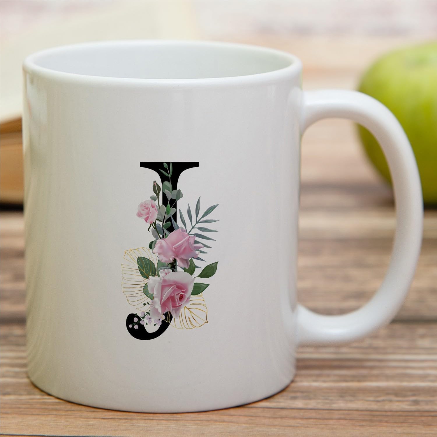 Retreez Initial A-Z Floral Botanical Bouquet Alphabet Monogrammed Monogram Mug 11 Oz Ceramic Tea Coffee Mugs - Appreciation Thank You Wedding Birthday Gifts for her friend coworker sister - J Initial - Image 3