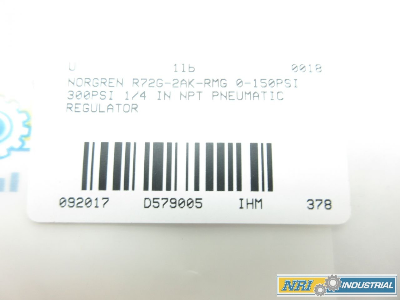 NORGREN R72G-2AK-RMG PNEUMATIC REGULATOR 1/4 IN NPT D579005