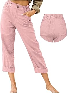 Wander - Pantalones cortos para mujer, pantalones de espalda, cintura elástica, pantalones de lino, pantalones casuales con bolsillo, pantalones cortos negros de tela para mujer