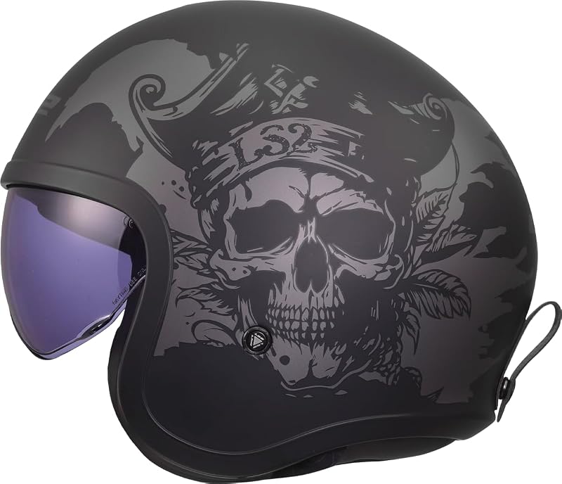 LS2, Spitfire II Willy Jet Motorcycle Helmet, Black Grey, XXL