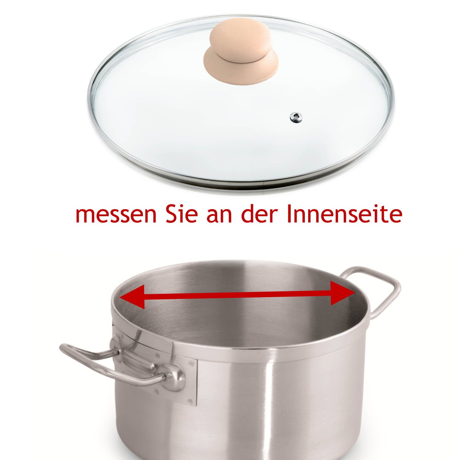 Couvercle - Kerafactum® - Pour poêles et casseroles - En verre avec poignée en plastique - Cerclage et trou de ventilation en acier inoxydable, 28 Couvercle - Kerafactum® - Pour poêles et casseroles - En verre avec poignée en plastique - Cerclage et trou de ventilation en acier inoxydable, 28