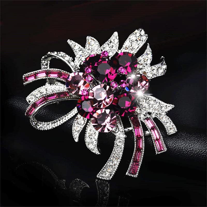 Broches de Mujer, Nuevo Broche Violeta de Cristal púrpura de Lujo, Flor para Mujer, Bufanda Simple con Hebilla Salvaje, Broche de Regalo para niñas, Pin