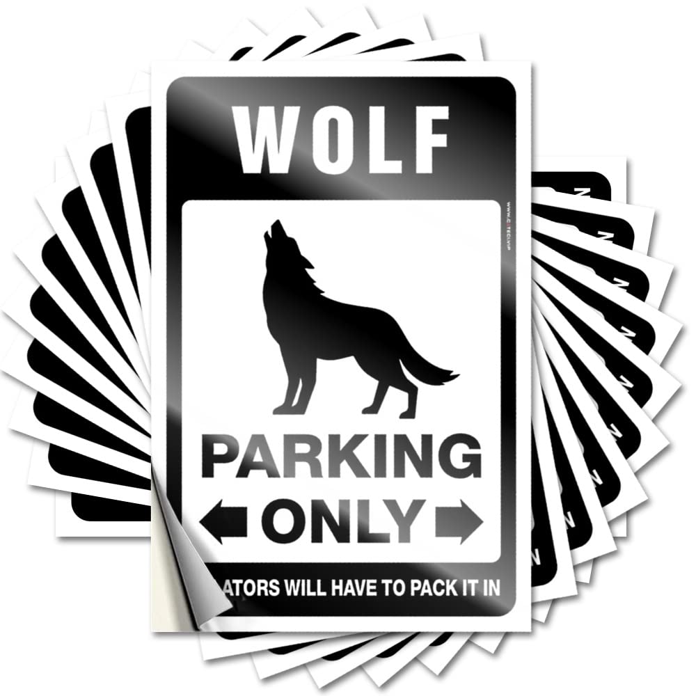 Boys Sticker Durable Water | Wolf Parking Only Girly Self Adhesive Sticker for Christmas DIY(8X12CM)