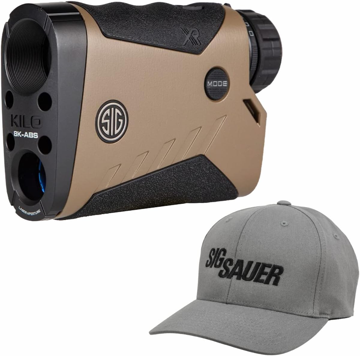 Sіg Sаuеr KILO8K-ABS Laser Rangefinder, 7X25mm, Red AMOLED, BLE, BDX-X/E, FDE, Class 3R with Sіg Gray Flexfit Hat - L/XL Bundle…, 4.4x3.0x1.3''