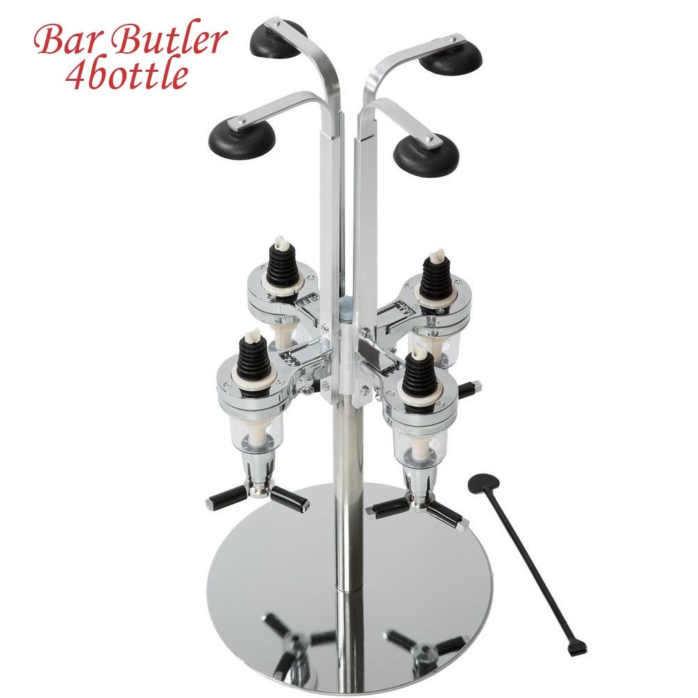 Bakaji Porte-bouteilles, doseur de table 4 emplacements, châssis en aluminium, base ronde
