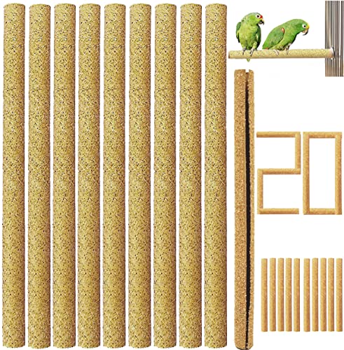 20Pcs Sand Perch Covers for Bird - Bird Perchs Covers 7.5' Long x 3/8' Diameter Bird perches for Parakeets, Lovebirds, Parrotlets, Canaries and Other Small Birds (Yellow, 20pcs 7.5' x 0.43')