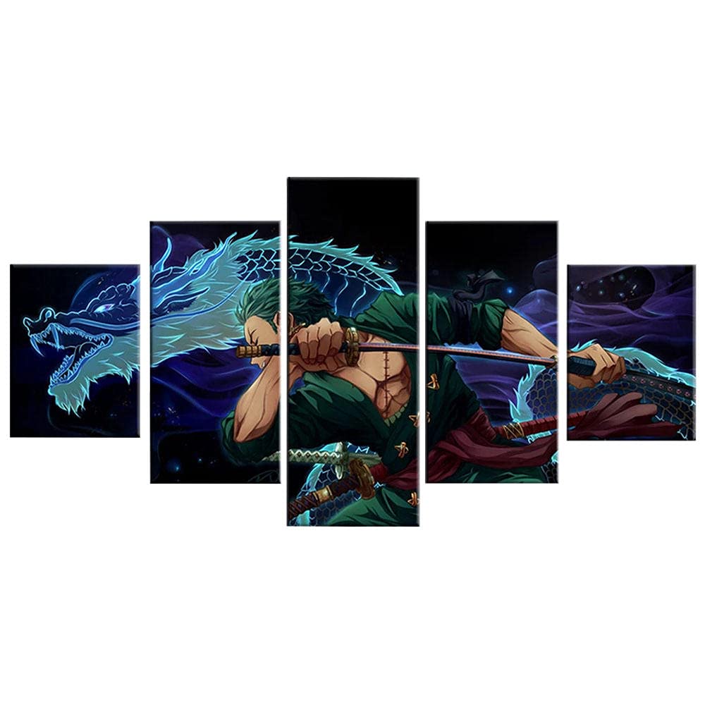 MPPSU Poster Di Anime 5 Pezzi HD Modulari Canvas Quadri Decorazioni Per La Casa Stampe Su Tela Poster Quadri Moderni Soggiorno Quadro Moderno Camera Da Letto (Con Cornice) 150X80Cm