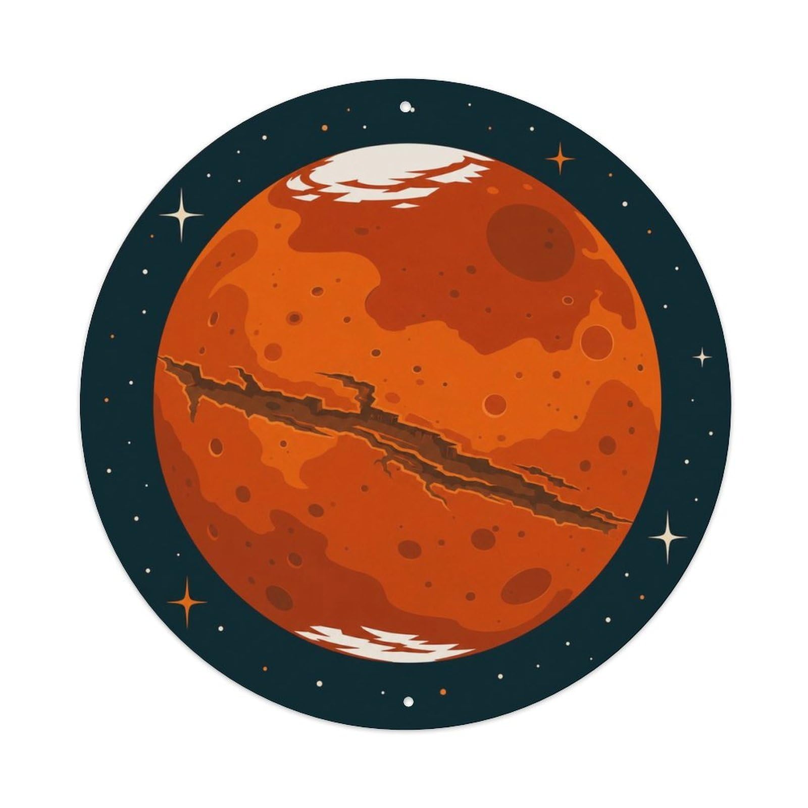 Okngb Style Deep Space Mars Red Planet Astral Glow Telescope Orbit Metal Tin Sign Plaque Wall Decor For Cafe, Man Cave, Club Bar, Office, Home Garden Round Metal Poster 8X8inch