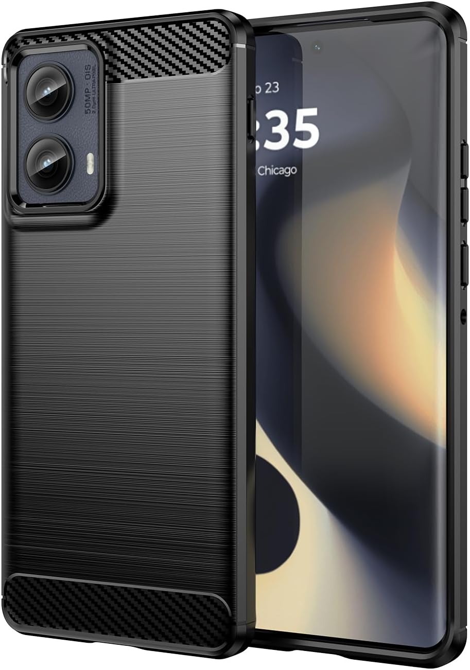 FZZSZS Carbon Fibers Case for Motorola Edge 2024,Black