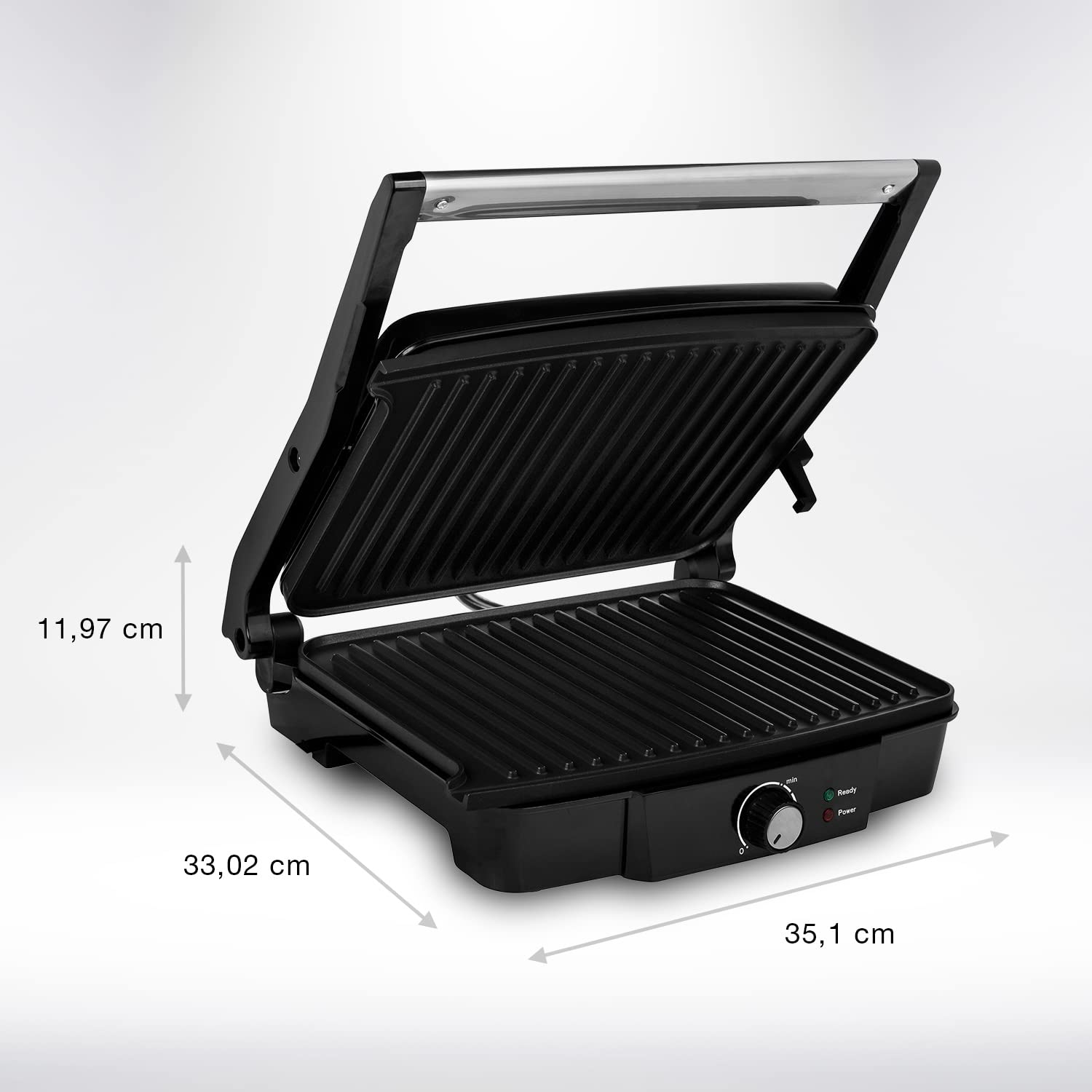 Tristar Griglia Elettrica a Contatto GR-2853, 2000 watt, Apertura a 180°, 29 x 23,5 cm, Utilizzabile anche come griglia da tavolo, colore: Nero