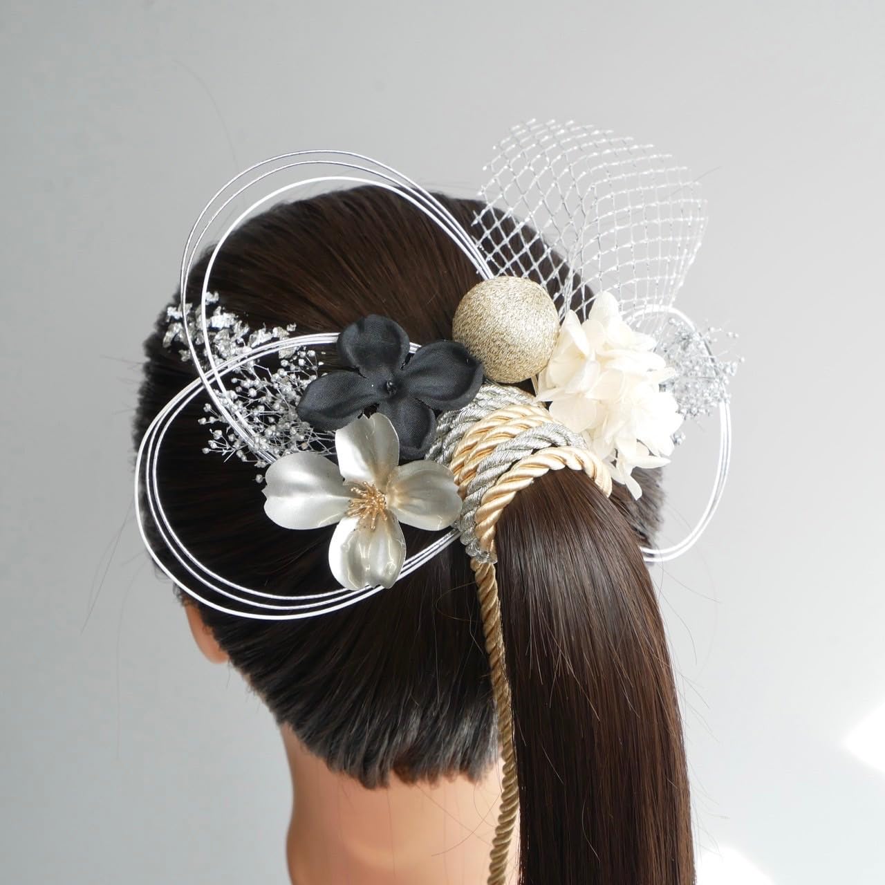 ꫛꫀꪝNo.1226 ポニーテール豪華キラキラ髪飾り 成人式 結婚式 卒業式
