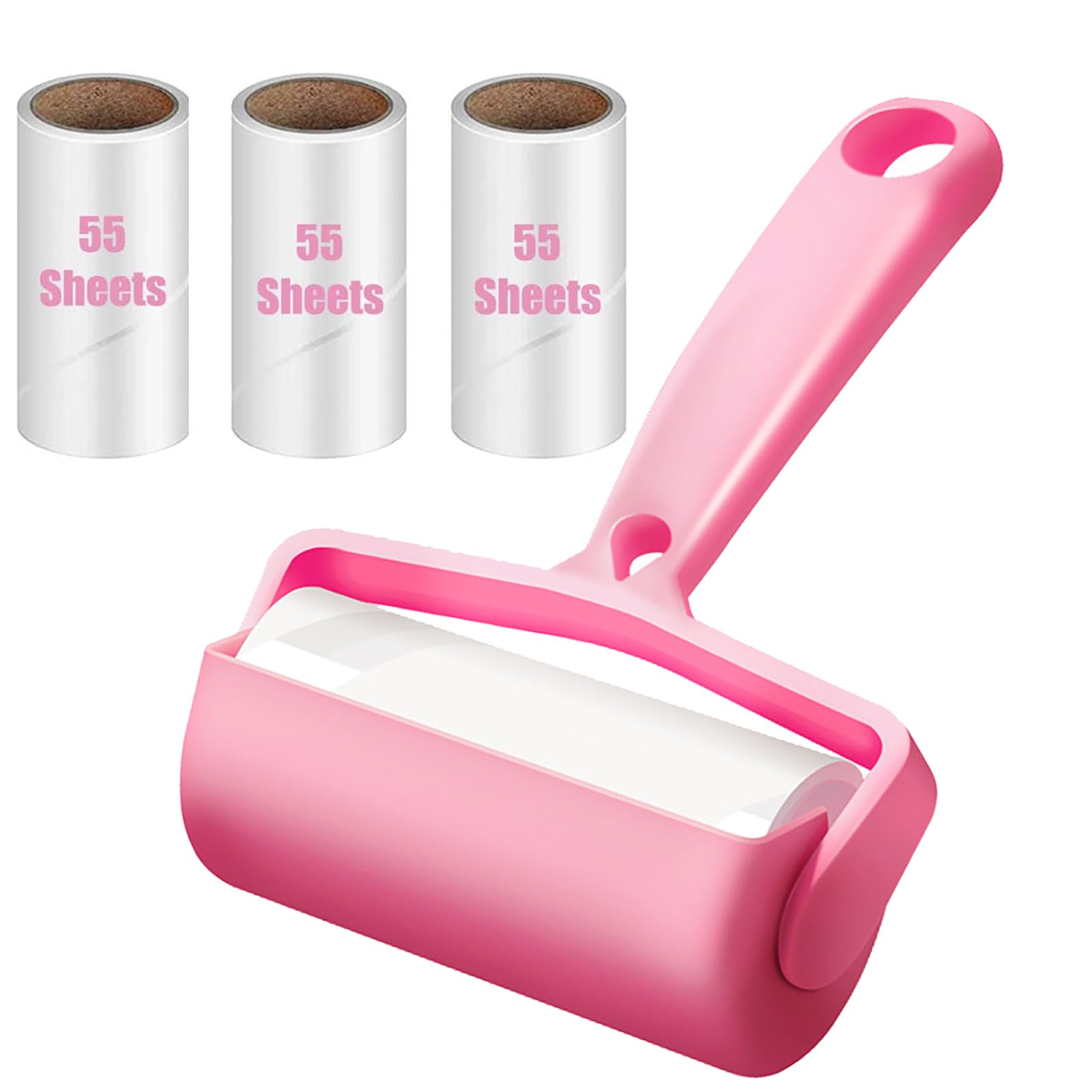 Fusselrollen für Tierhaare, Extra Stick Fusselentferner mit Abdeckung, Hunde/Katze Haarentfernung, 4 Nachfüllungen + 1 Roller, insgesamt 220 Blatt