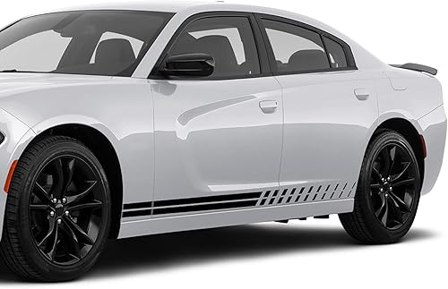 Calcomanías de vinilo con gráficos de rayas laterales compatibles con Dodge Charger (negro mate)
