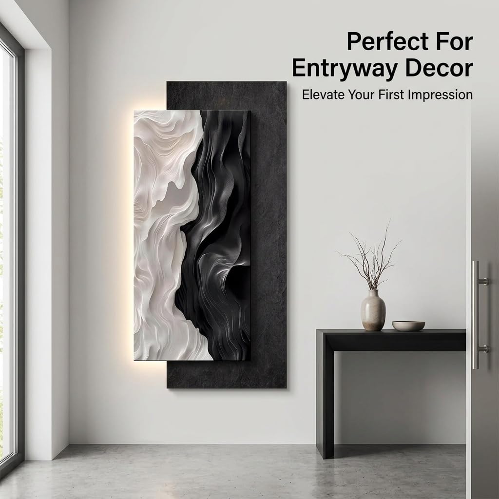Arte de Pared 3D LED con Arenisca Natural, Relieve Abstracto con Luz