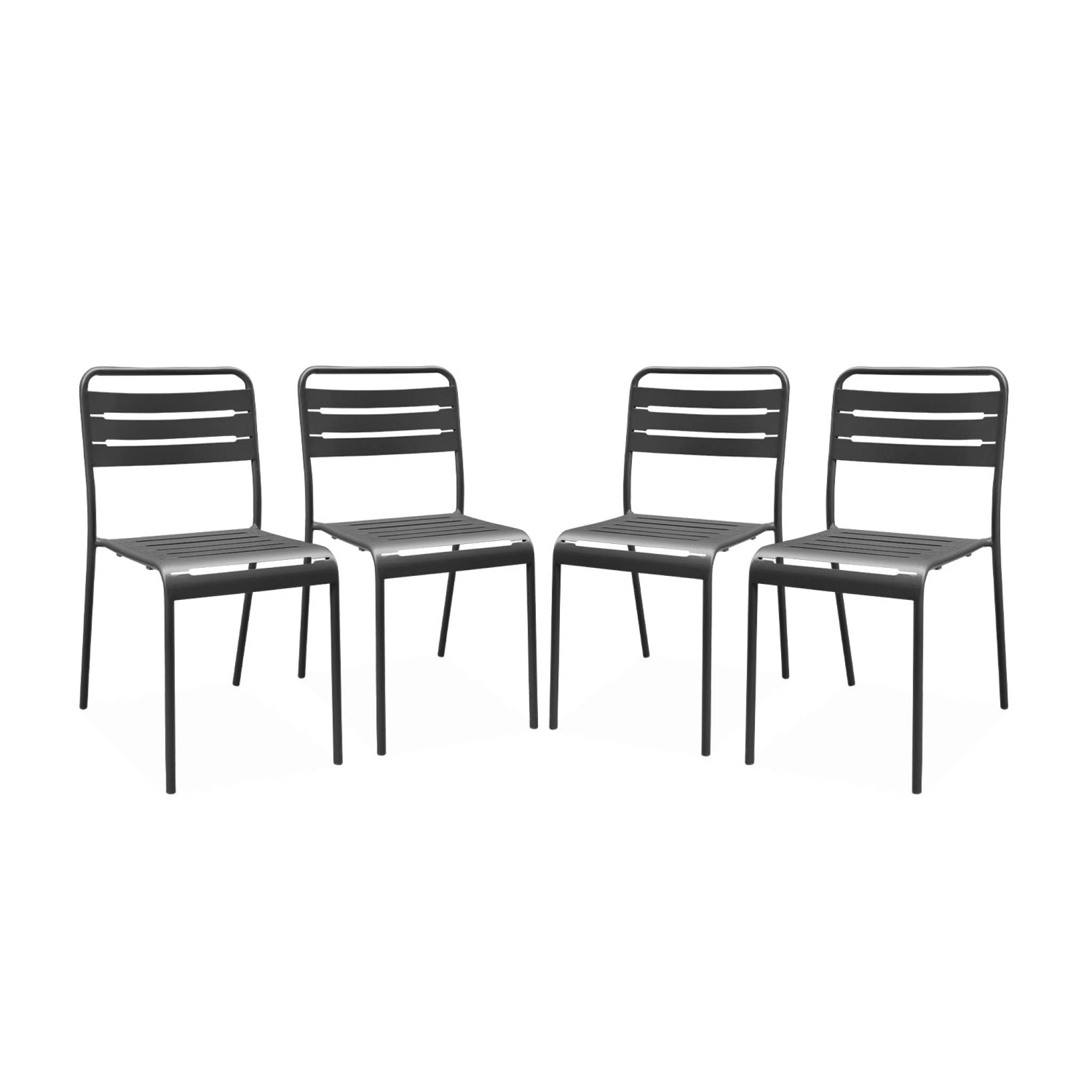 Alice's Garden - Lot de 4 chaises de Jardin Acier. 4 Places. Anthracite. Amelia. L44 x P52 x H79cm