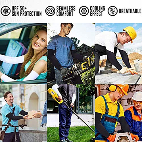 Kuhnmarvin Women Compression Arm Sleeves For Men To Cover Arms Tattoo Cover-Up Volleyball Sleeve Softball Pickleball (Off White With Hand Cover) #TOP6