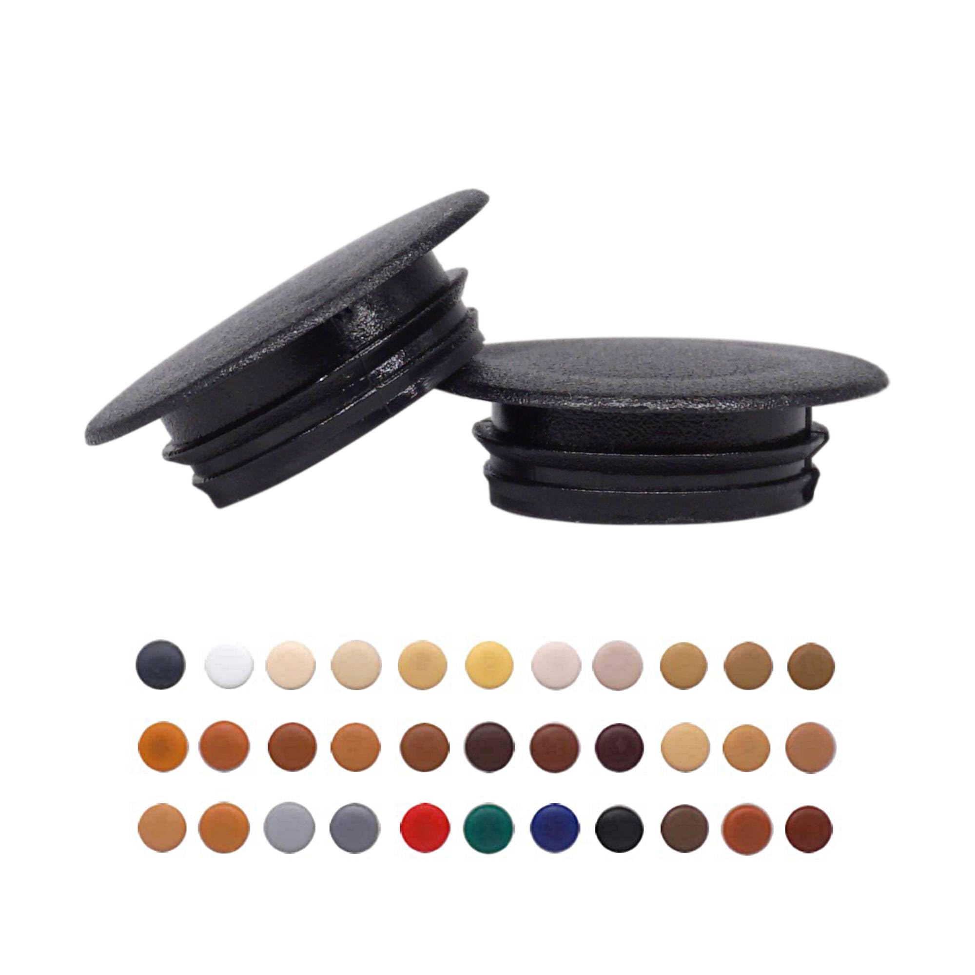 SKIR'CO (100 pcs) Plastic Hole Plugs 14 mm, Furniture Hole Plug, Drill Hole Cover Caps, Screw Hole Cover Caps (Black S29)