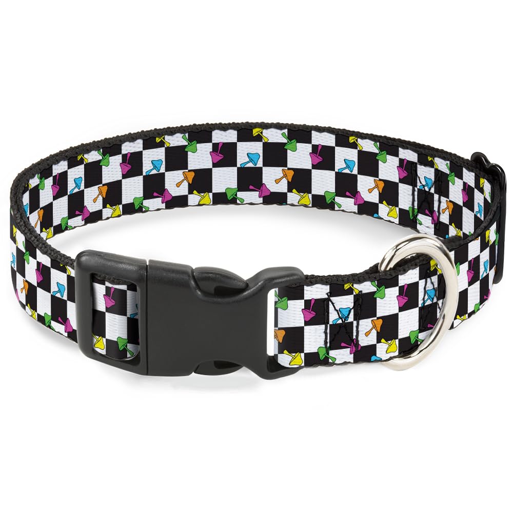 Collier pour chien réglable anti-irritation à boucle plastique motif champignons