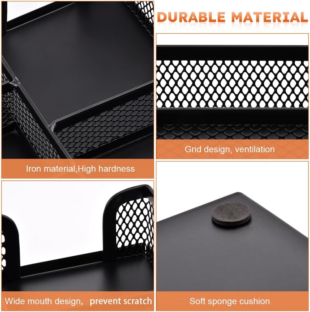 Desk Drawer Organizer, Office Metal Mesh Drawer Divider Organizer Tray with 6 Compartments, Pen Organizer for Desk Drawers Tray Desktop Accessories(COLOR:Black) - Image 7