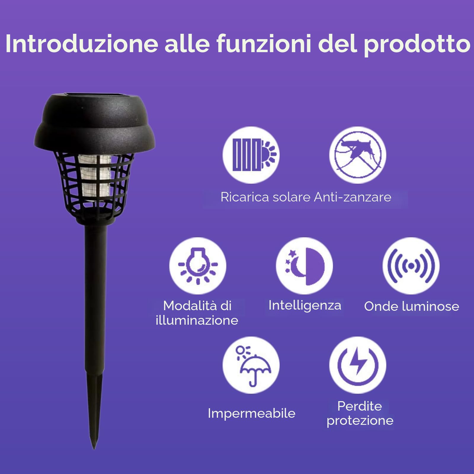 4 Distruggi-Insetti a Energia Solare, Impermeabile, Per Terrazza, Balcone, Giardino, Campeggio (4