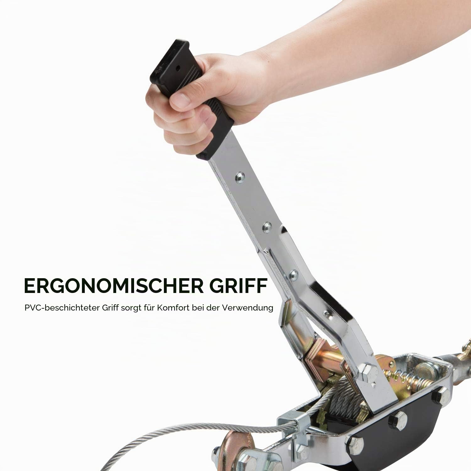 NEIKO 02256A Come Along Seilwinde, 5 Tonnen (4,5 kg) Zugkapazität, 3 Fuß, 3 Haken, robustes Stromkabel mit Doppelzahnrädern, Handwindenkabel, Automobilhebewindenabzieher, Recovery Gear